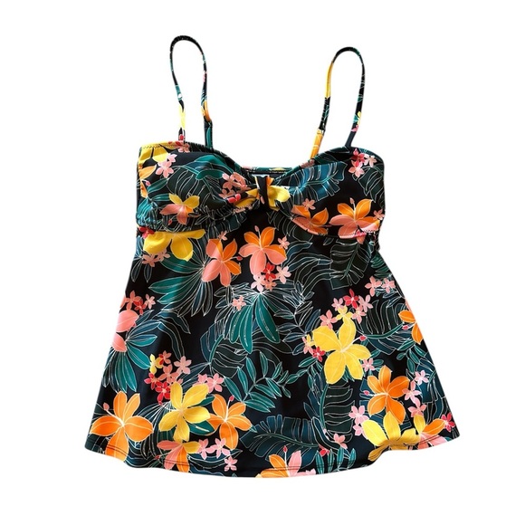 Floral Print Women's Top - Black, Yellow, Pink - Picture 1 of 2